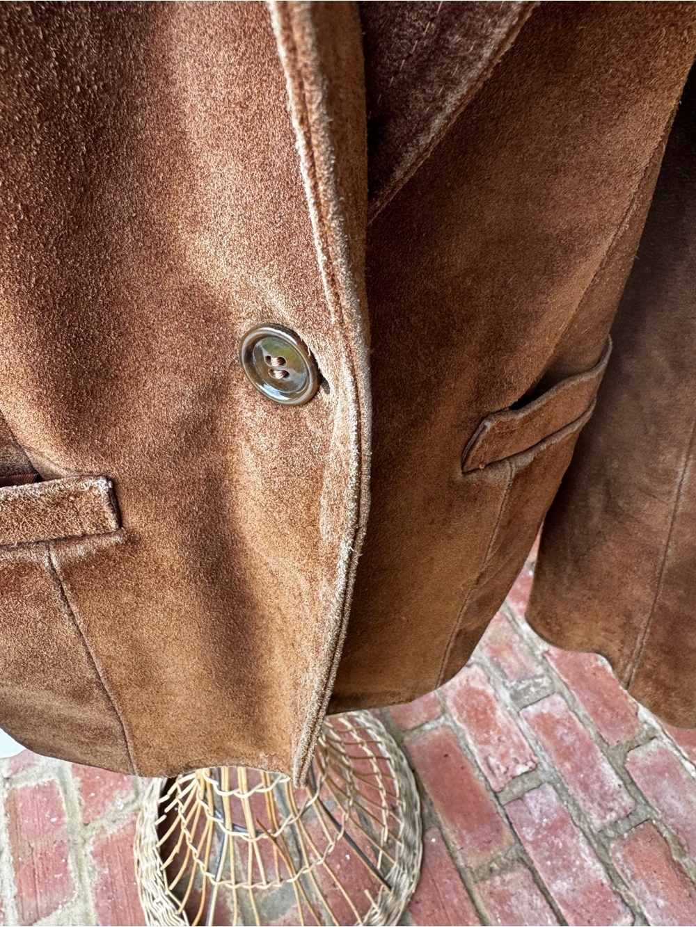 🤎 Vintage 80s Winlit Cognac Suede Leather Blazer Jacket Size 7 - Picture 4 of 16
